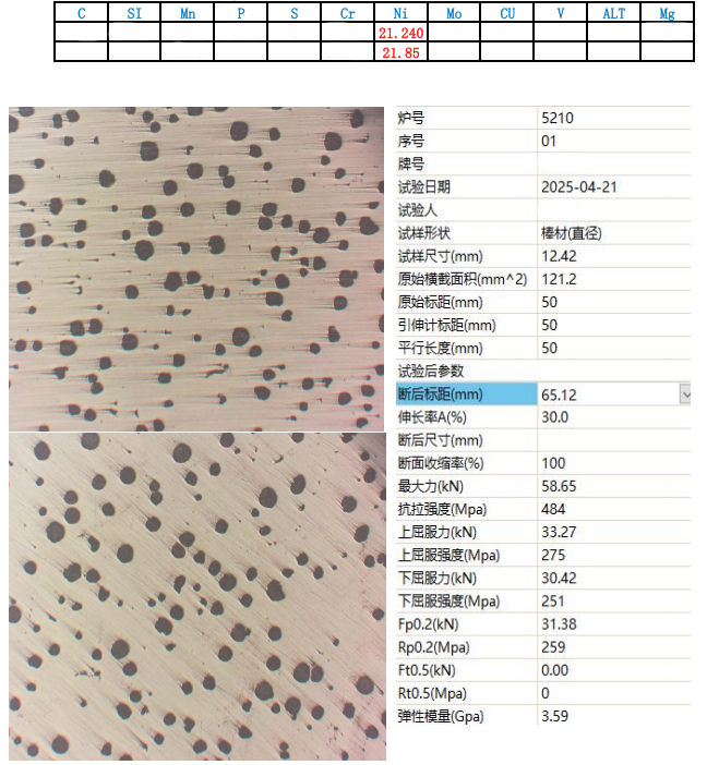 高鎳球墨鑄鐵D-2C材質日常實驗數(shù)據(jù)